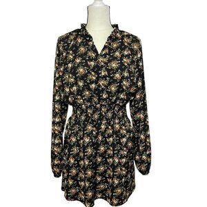 ⭐️ Justify Long Sleeve Black Floral Dress Size Extra Large
